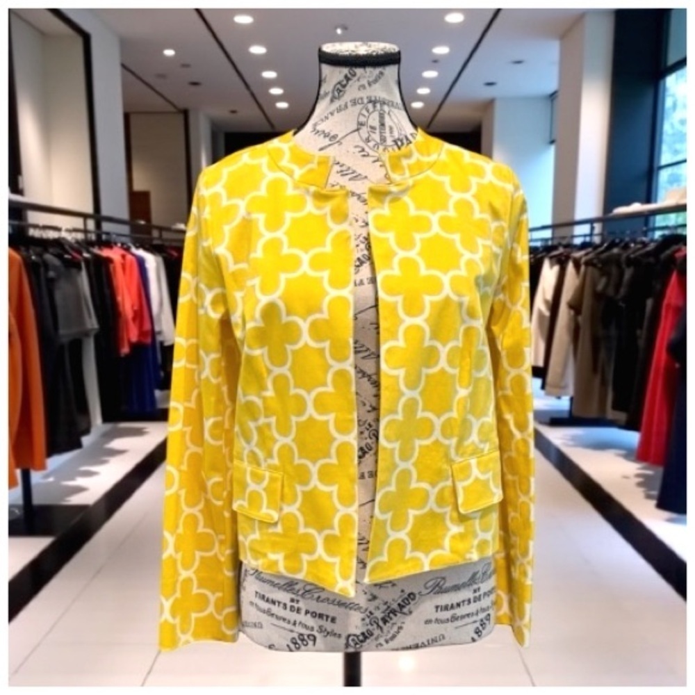 Elliott Lauren Vintage Patterned Women's Jacket & Pants Set. Yellow. Size 6 - Picture 3 of 15